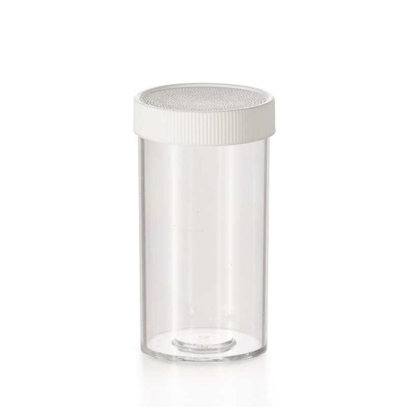 8dr (25ml) Styrene Vial Clear & white lid, Natural